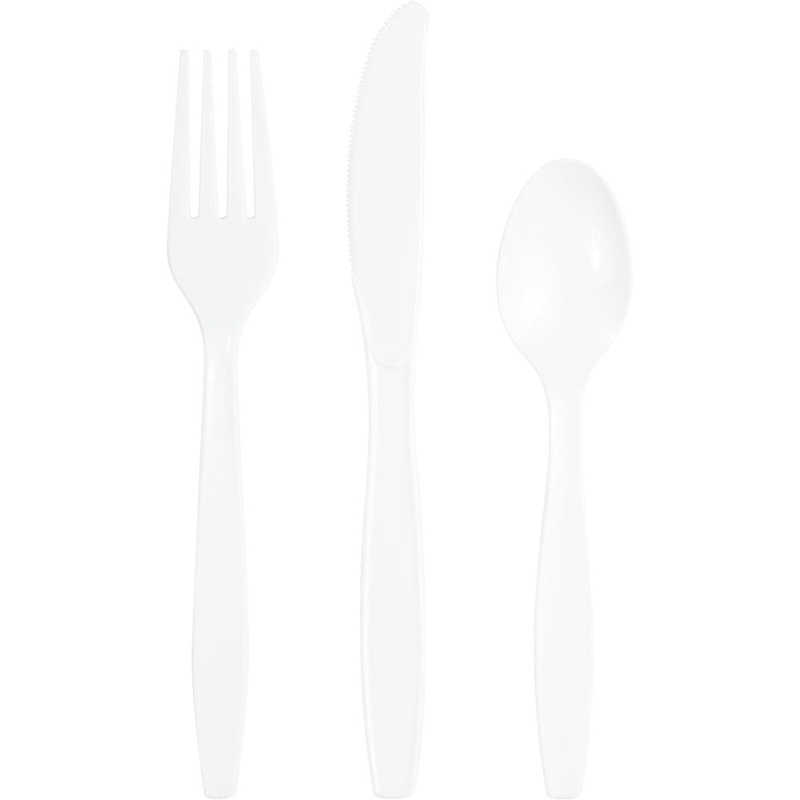 White Assorted Plastic Cutlery (24/Pkg)