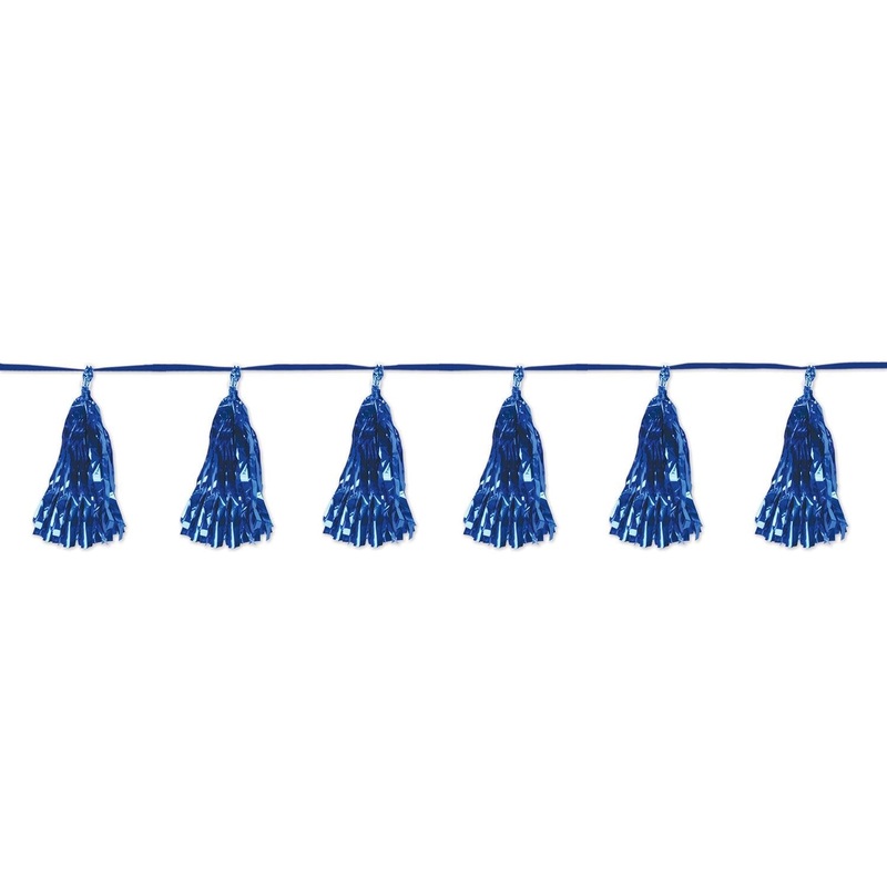 12 Pack Beistle Metallic Party Tassel Garland - blue