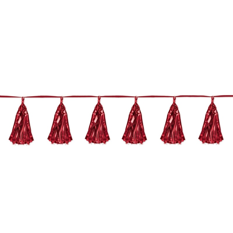 12 Pack Beistle Metallic Party Tassel Garland - red