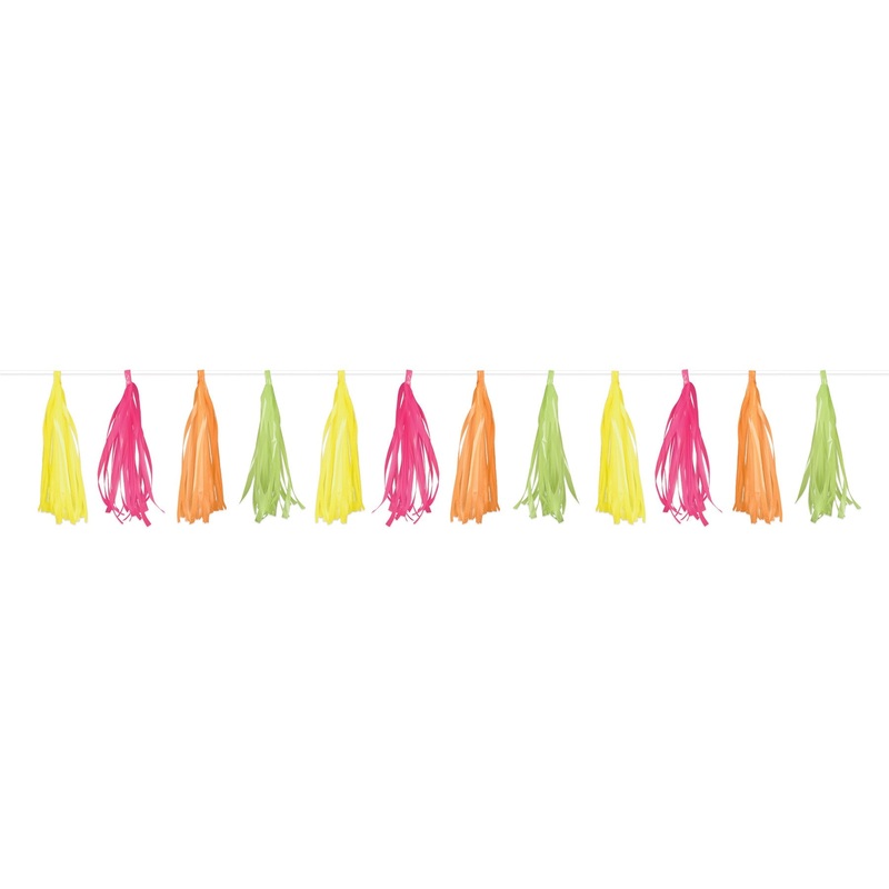 12 Pack Beistle Neon Plastic 8ft Tassel Garland