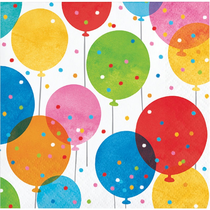 Confetti Balloons Beverage Napkin (16/Pkg)