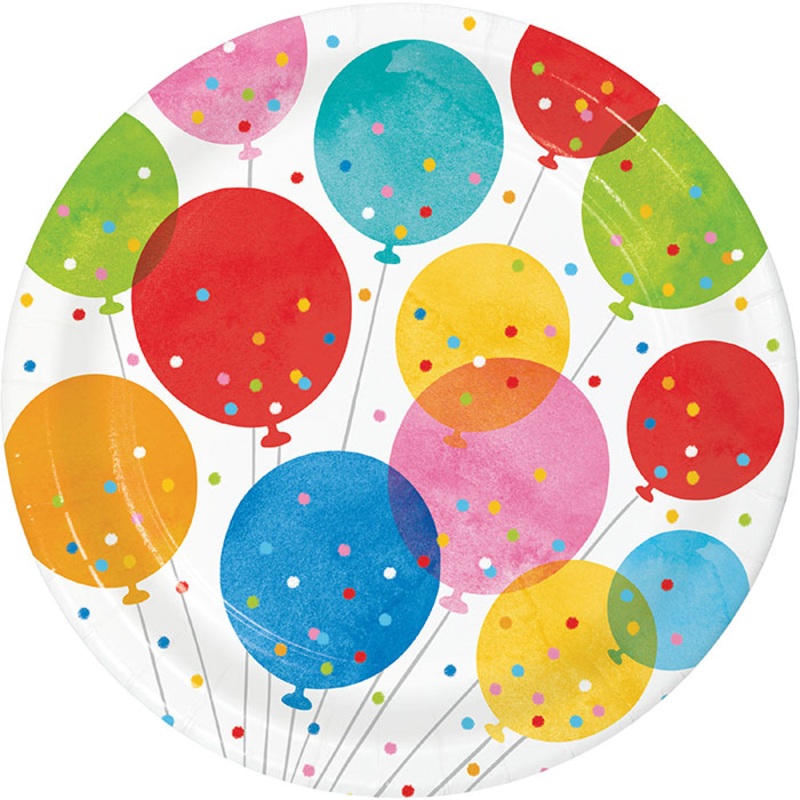 Confetti Balloons Dinner Plate (8/Pkg)