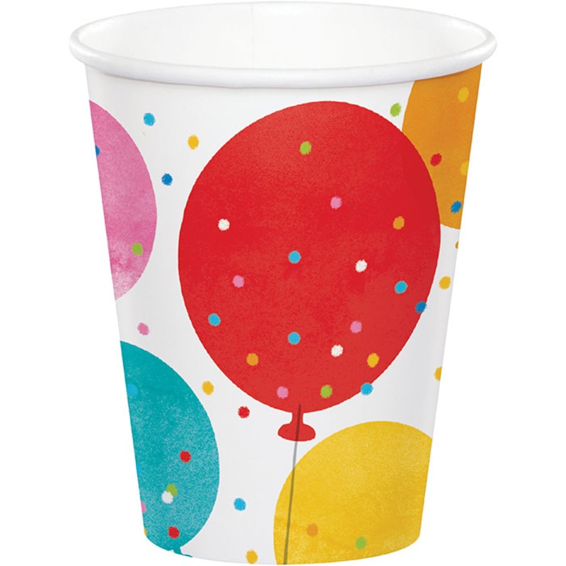 Confetti Balloons Hot/Cold Cup 8Oz (8/Pkg)