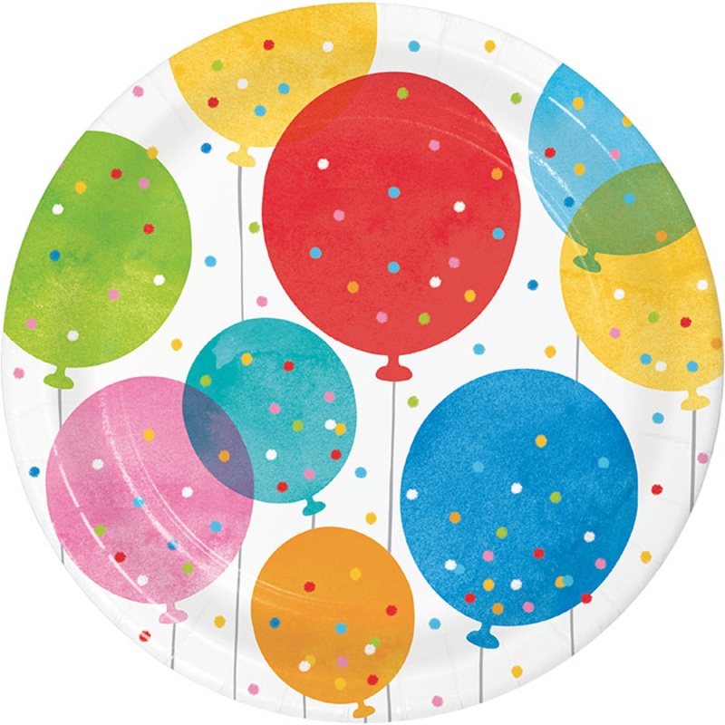 Confetti Balloons Paper Dessert Plate (8/Pkg)