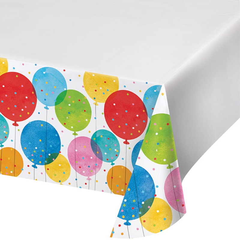 Confetti Balloons Plastic 48" x 88" Tablecover