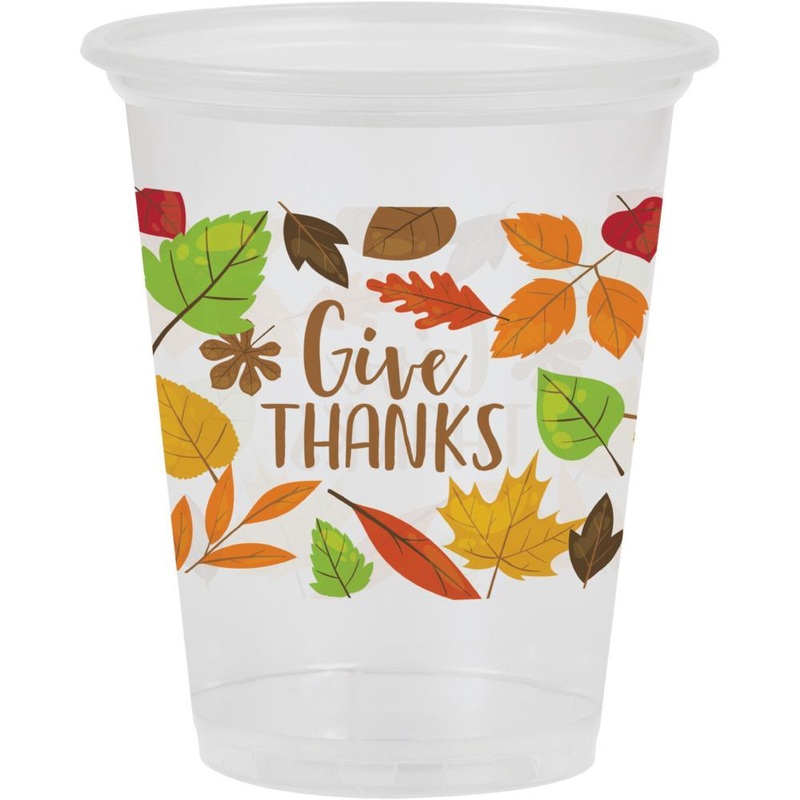 Fall Leaves 16Oz Clear Plastic Cup (8/Pkg)
