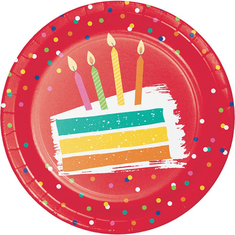 Festive Cake Paper Dessert Plate (8/Pkg)