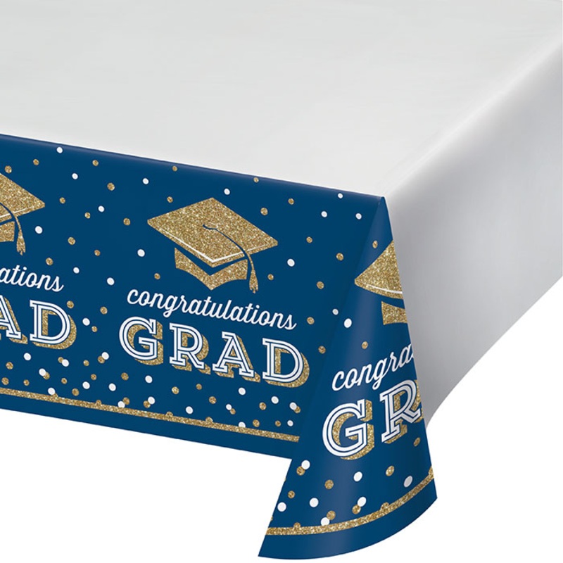 Glittering Grad Paper Tablecover Border Print, 54" x 102"