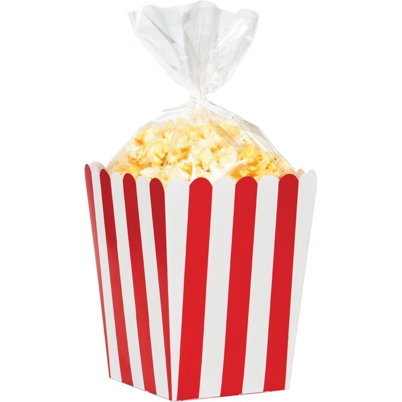 Popcorn Favor Boxes w/Cello Bags (8/Pkg)