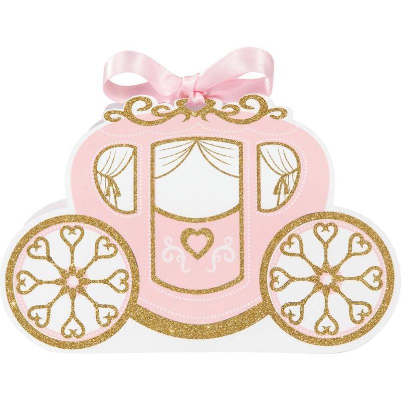 Princess Carriage Favor Boxes w/Glitter (8/Pkg)