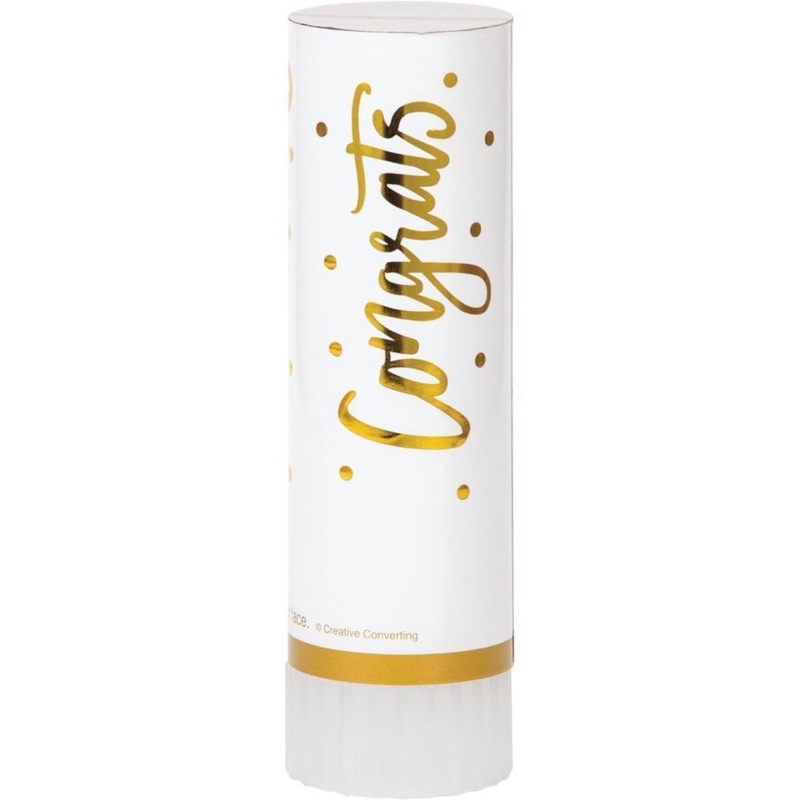 White And Gold Wedding Confetti Cannons (8/Pkg)