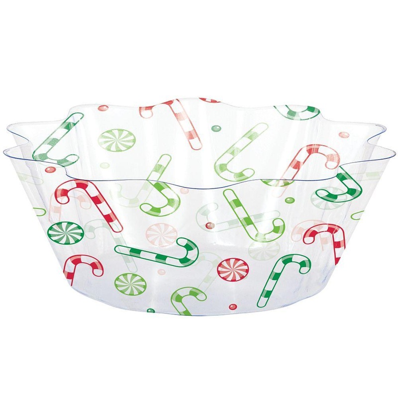 Christmas Candy Plastic Fluted Bowl