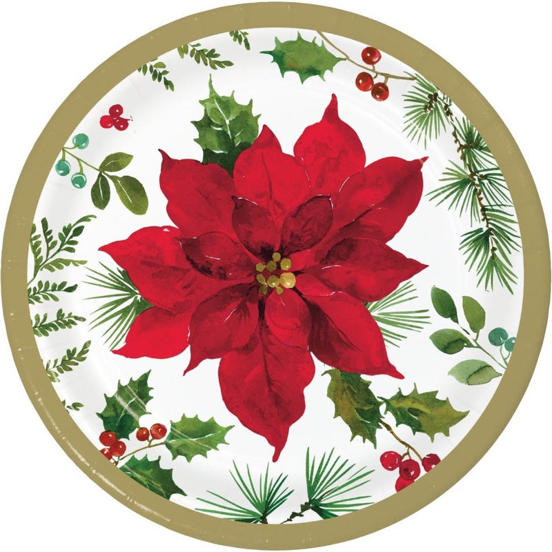 Posh Poinsettia Dessert Plates (8/Pkg)
