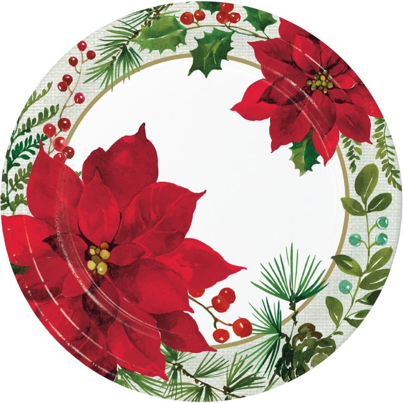 Posh Poinsettia Paper Plates (8/Pkg)