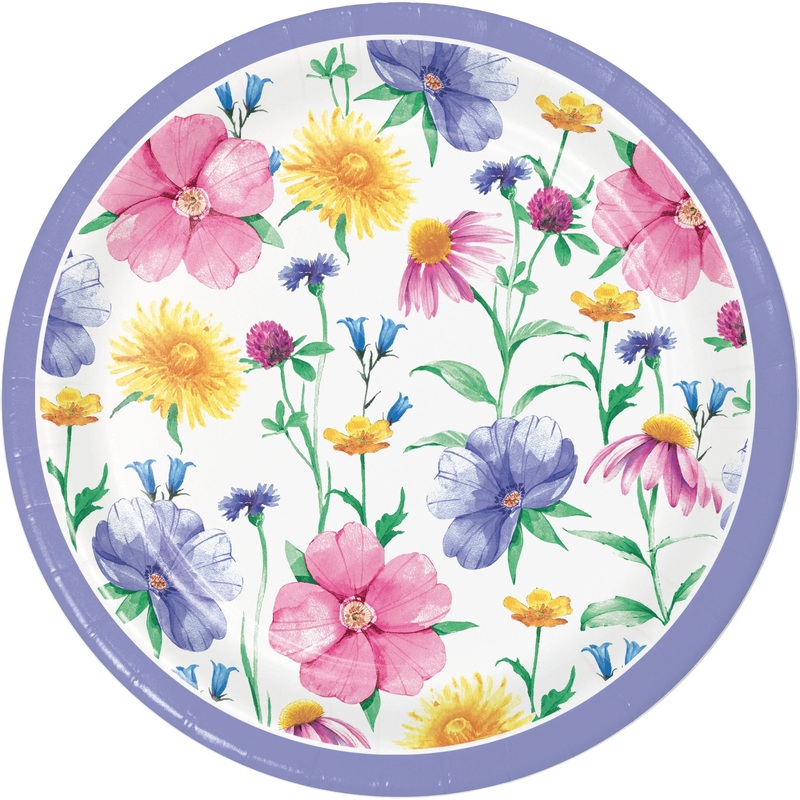 Bunny & Blooms 7" Paper Dessert Plate (8/Pkg)