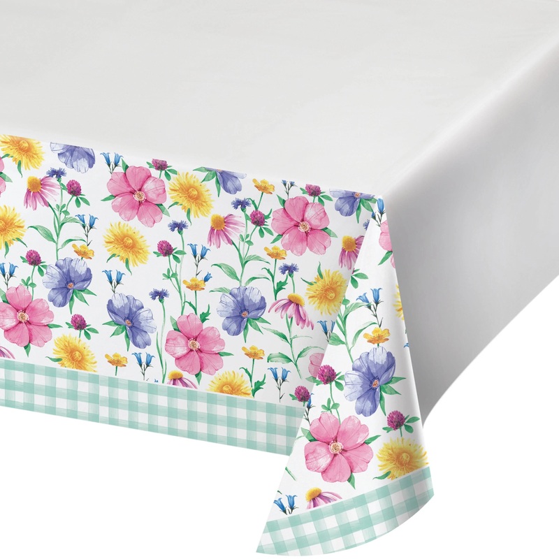 Bunny & Blooms Paper Tablecover Border Print, 54"x102"
