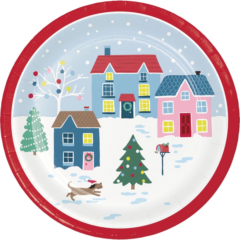 Christmas Village 7" Dessert Plate (8/Pkg)