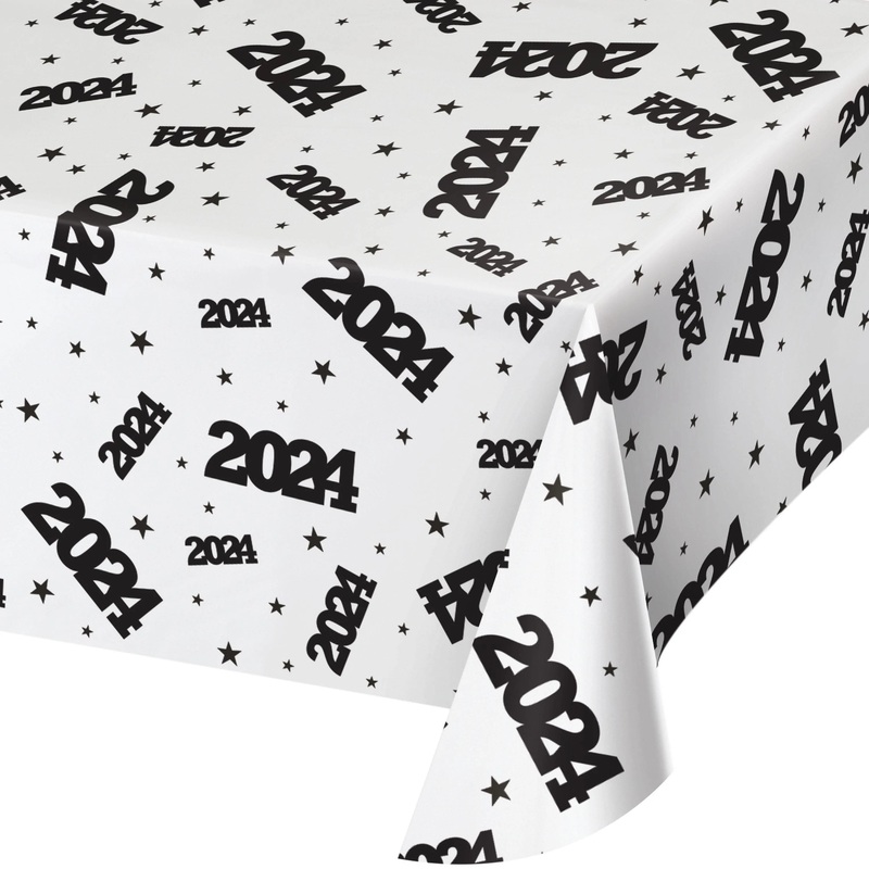 Freestanding "2024" Clear Plastic Tablecover, Clear