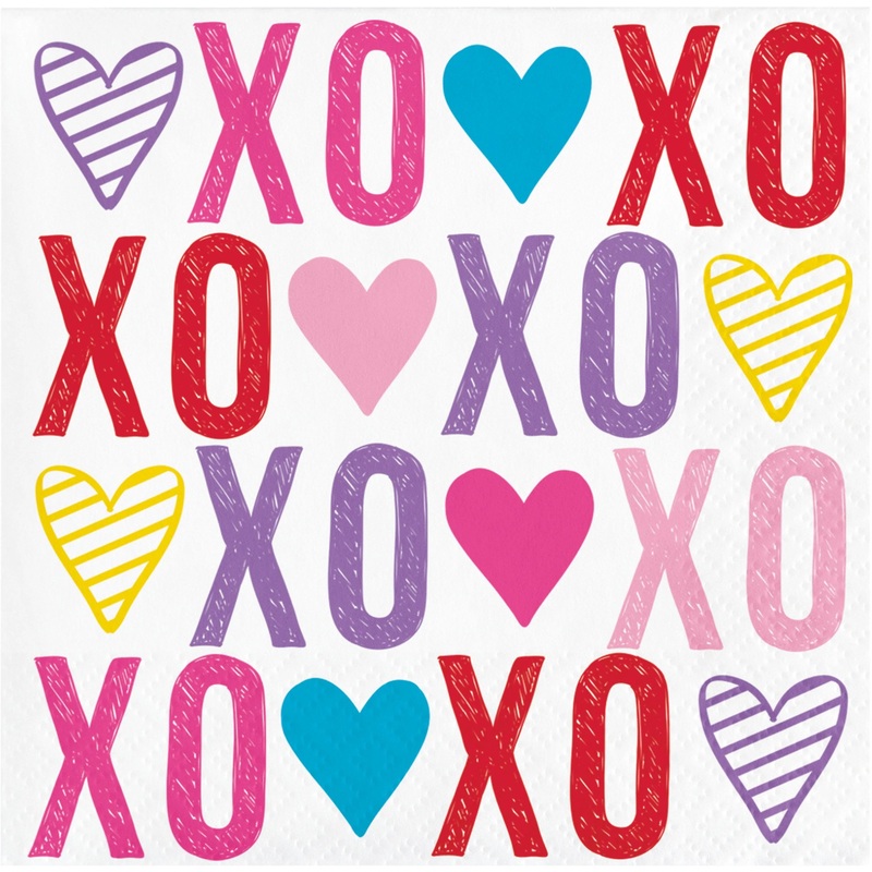 Valentine's Symbols Beverage 2Ply Napkin (16/Pkg)