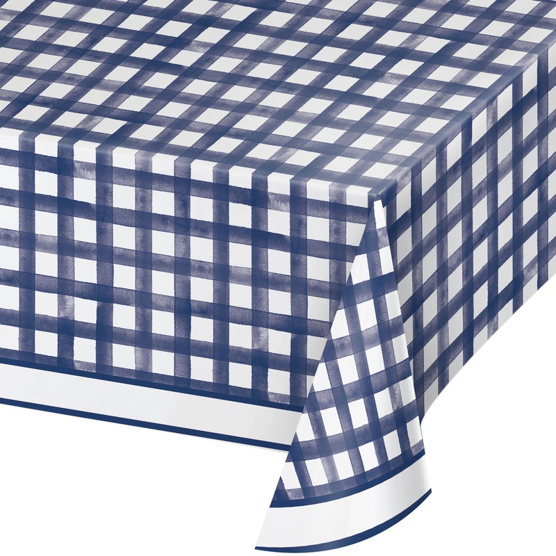 Dolly Parton Navy Gingham Paper Table Cover