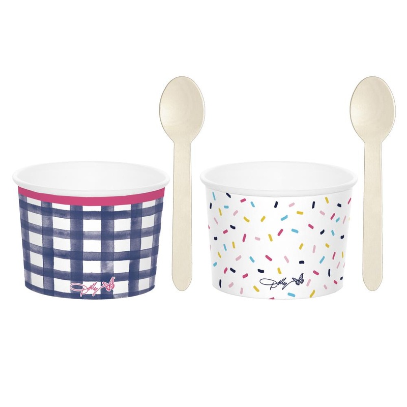 Dolly Parton Paper 8 oz Dessert Cups w/Wooden Spoons (8/Pkg)
