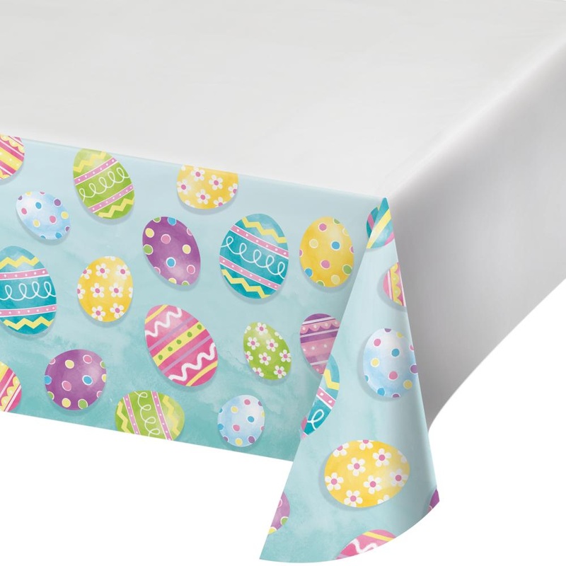 Eggsciting Easter Paper Tablecover Border Print, 54"x102"
