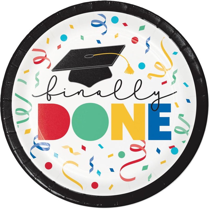 Grad Cap Toss "Done" Paper 7" Dessert Plate (8/Pkg)