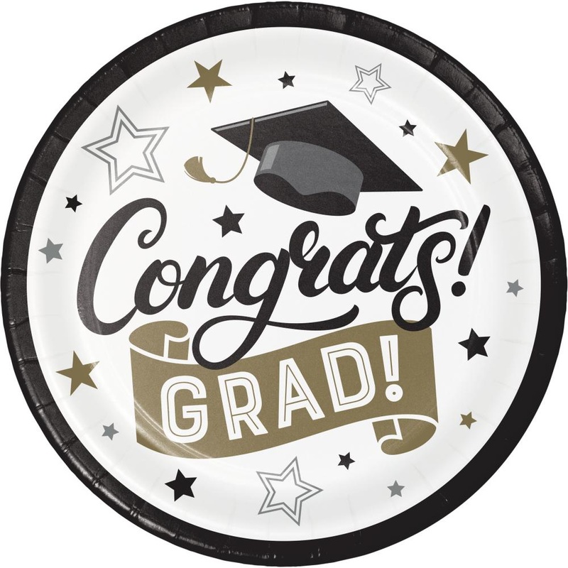 Grad Glamor Paper 9" Dinner Plate (8/Pkg)