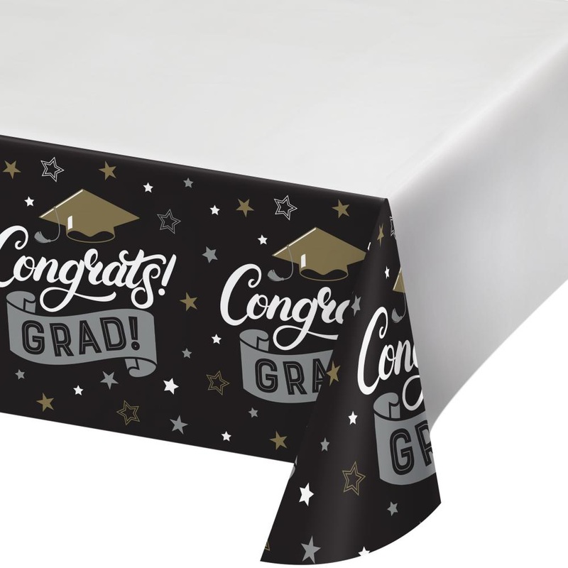 Grad Glamor Paper Tablecover Border Print, 54"x102"