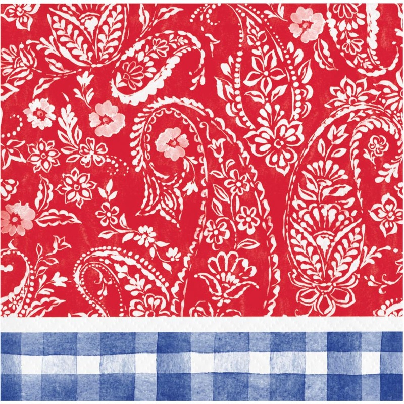 Picnic Paisley & Plaid 2 Ply Beverage Napkin (16/Pkg)
