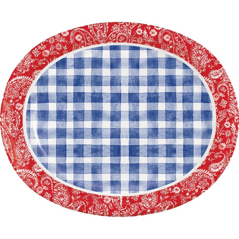 Picnic Paisley & Plaid Paper Oval Platter (8/Pkg)