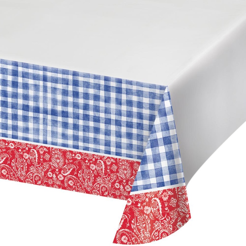 Picnic Paisley & Plaid Paper Tablecover Border Print, 54"x102"