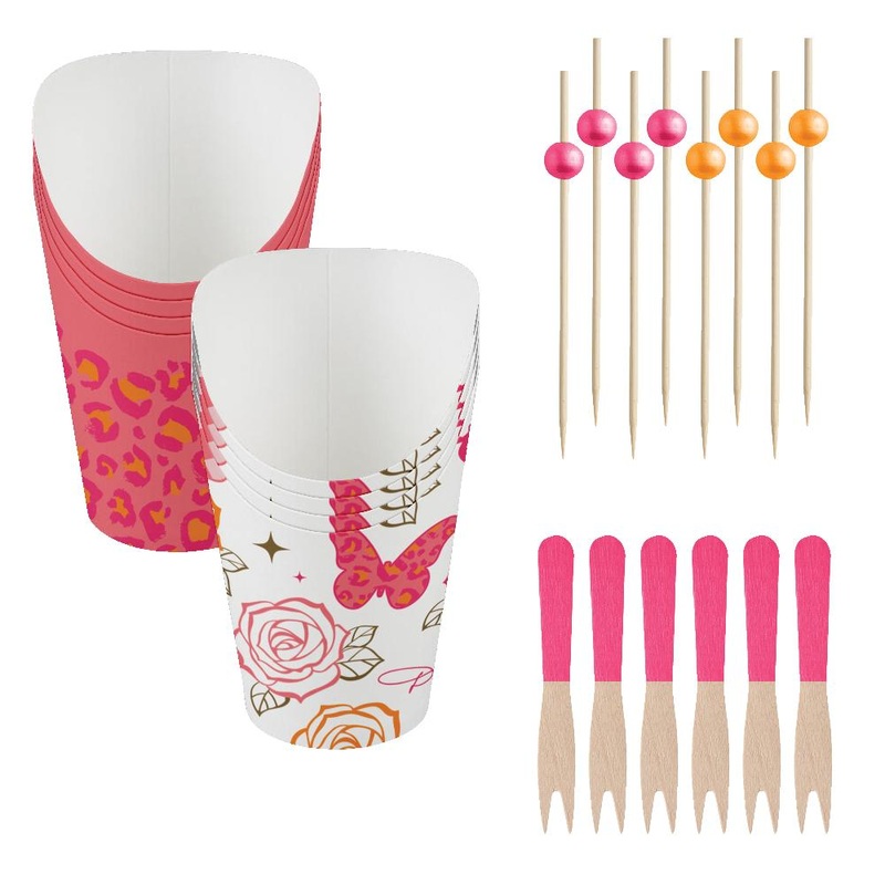 Dolly Parton Paper Food Cups w/Assorted Picks & Mini Forks (40/Pkg)
