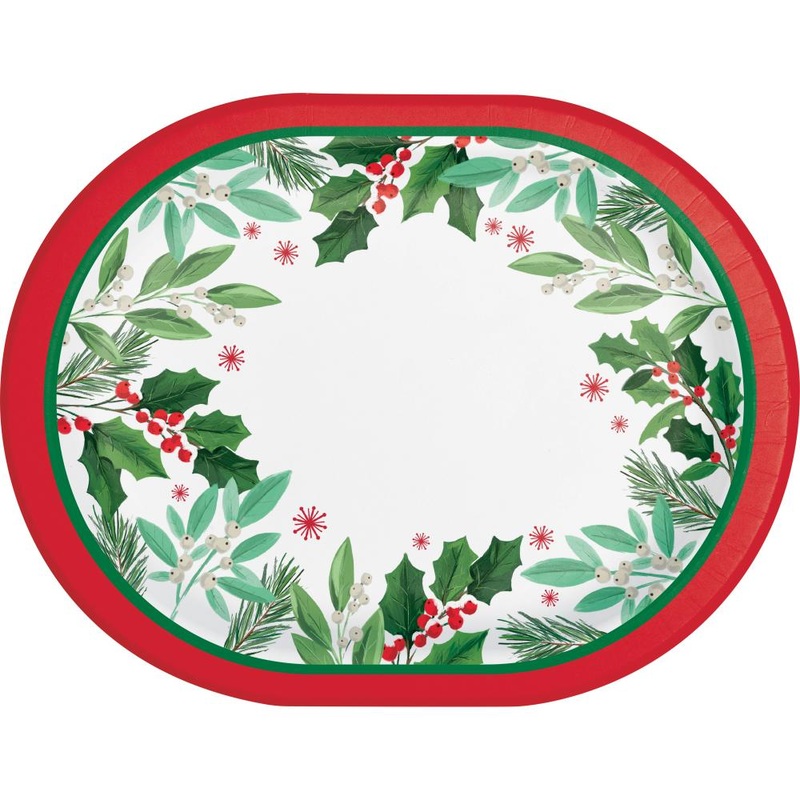 Holly Jolly Christmas Oval Platter (8/Pkg)