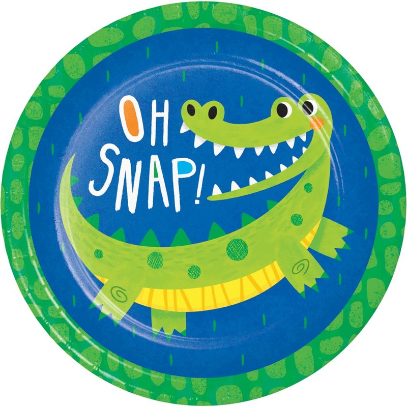 Bulk Pack of 16 Alligator Party Dinner Plates