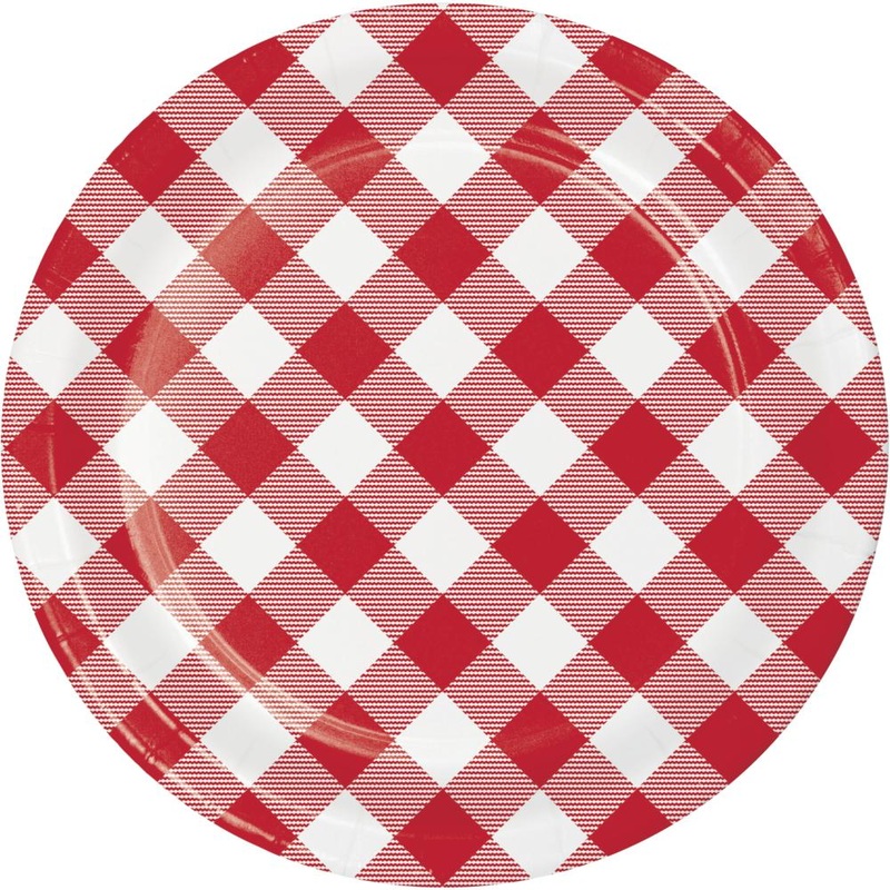 Bulk Pack of 24 Classic Gingham Paper Dessert Plates