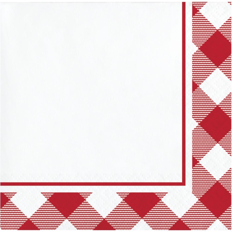 Bulk Pack of 48 Classic Gingham Beverage Napkins