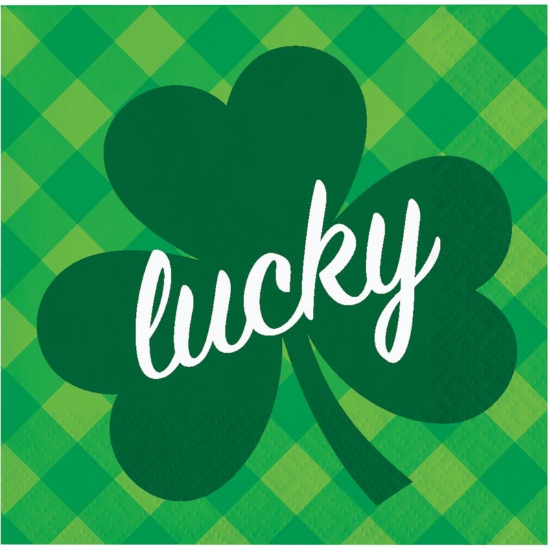 Bulk Pack of 48 Irish Clover "Lucky" Beverage Napkins