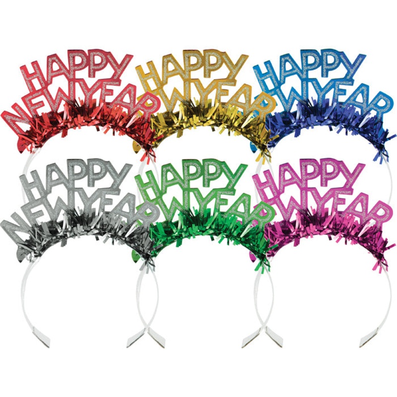 Bulk Pack of 5 New Year's Foil & Glitter Tiara
