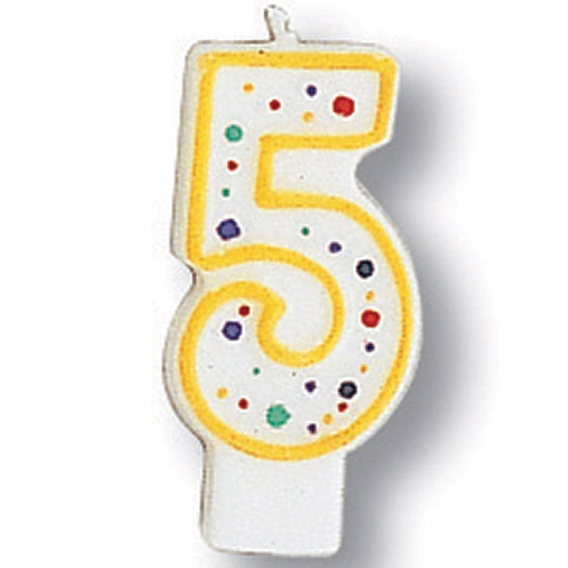 Bulk Pack of 5 Polka Dot #5 Candles