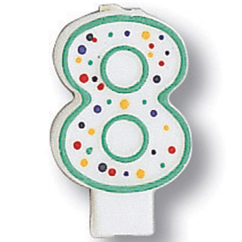 Bulk Pack of 5 Polka Dot #8 Candles