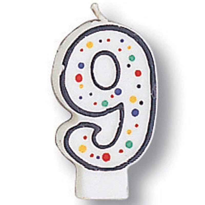 Bulk Pack of 5 Polka Dot #9 Candles