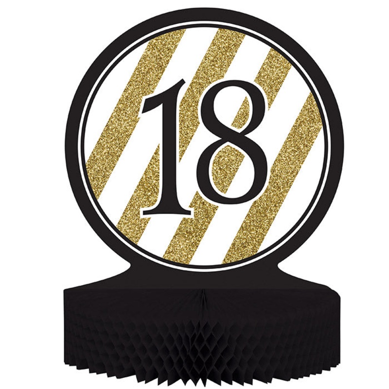 Bulk Pack of 2 Black & Gold 18th Birthday Centerpiece