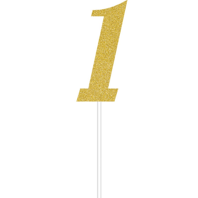 Bulk Pack of 2 Gold Number One Cake Toppers