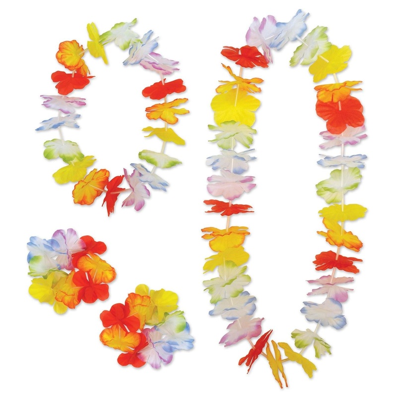 6 Pack Beistle Luau Party Rainbow Floral Lei Set