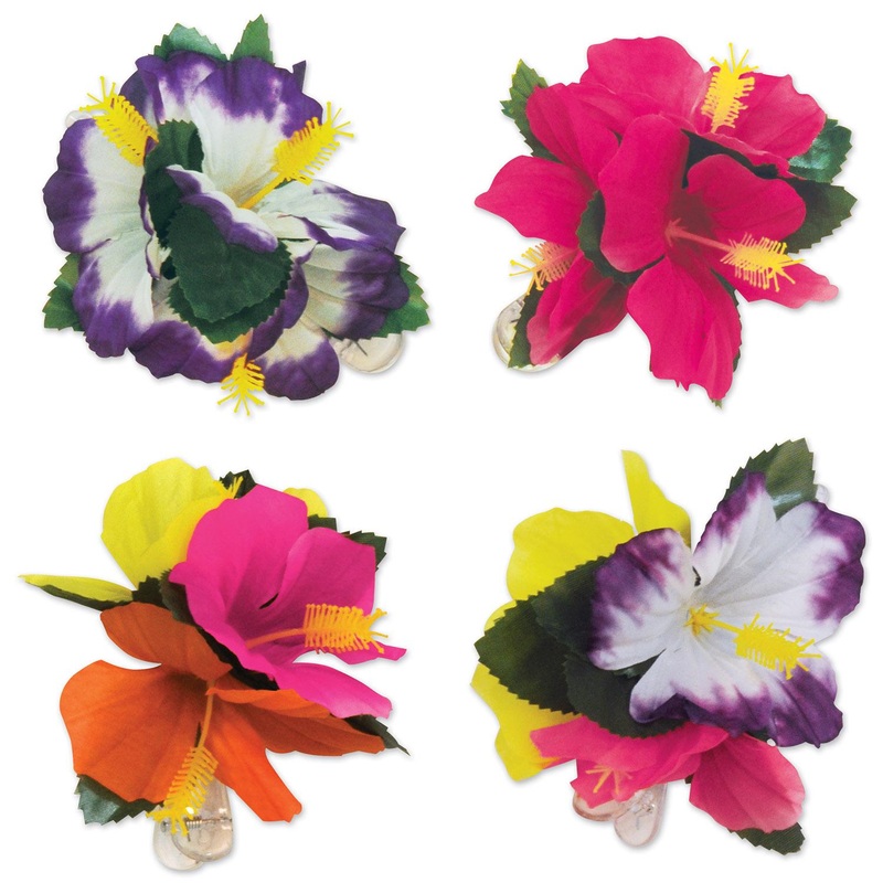 6 Pack Beistle Luau Party Tropical Hair Clips