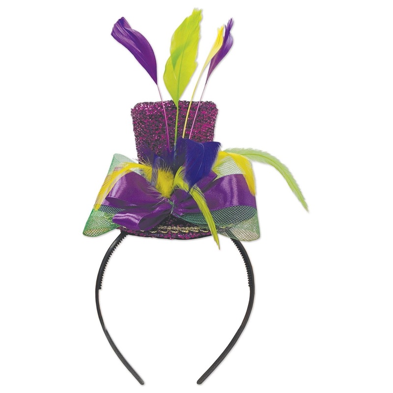 6 Pack Beistle Mardi GrasTop Hat Headband