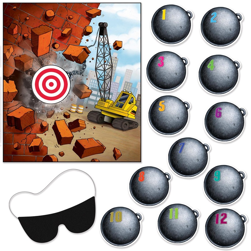 24 Pack Beistle Pin The Wrecking Ball On The Crane Party Game