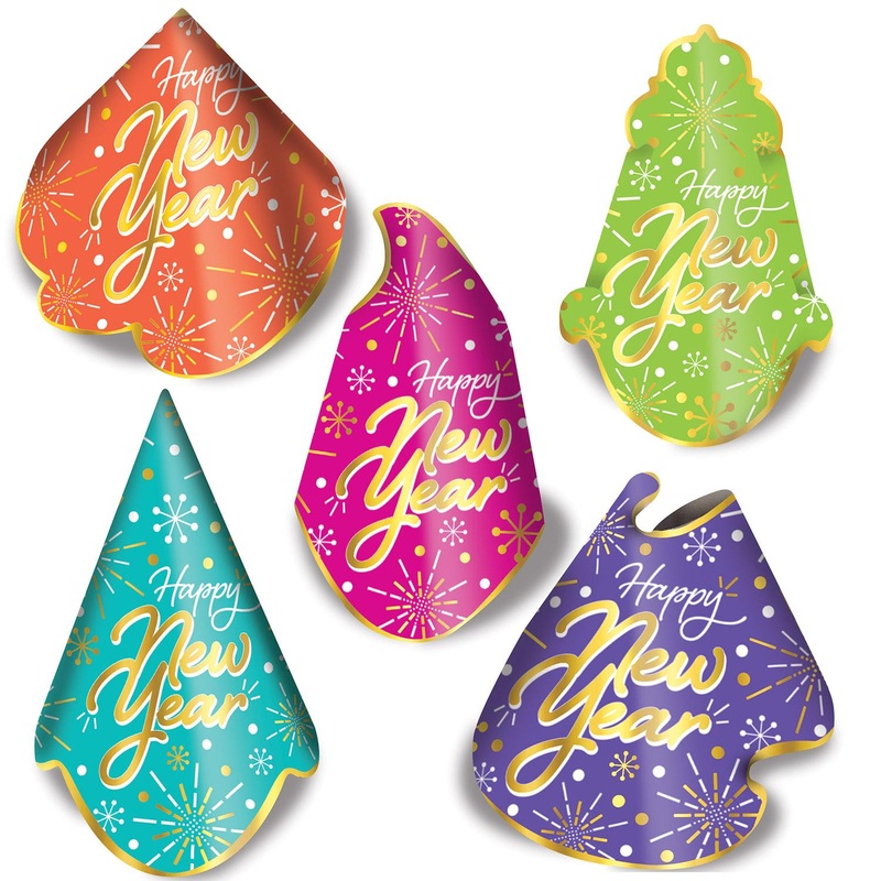 50 Pack Beistle New Year's Eve Neon Burst Hat Assortment