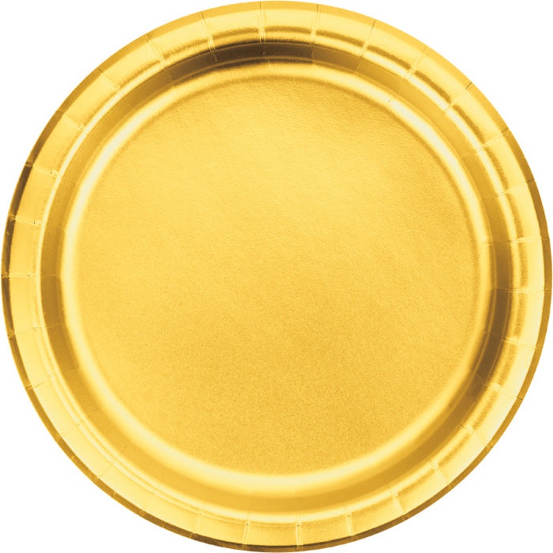 Bulk Pack of 16 Gold Foil Paper Dessert Plates